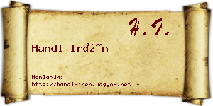 Handl Irén névjegykártya